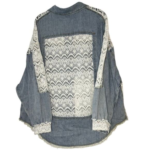 POL - Sonoma White Crochet Denim Jacket - Size Small - Picture 5 of 5